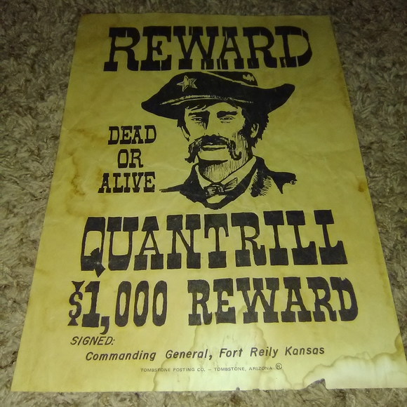 Vintage Wanted Dead or Alive Quantrill poster - Picture 5 of 5